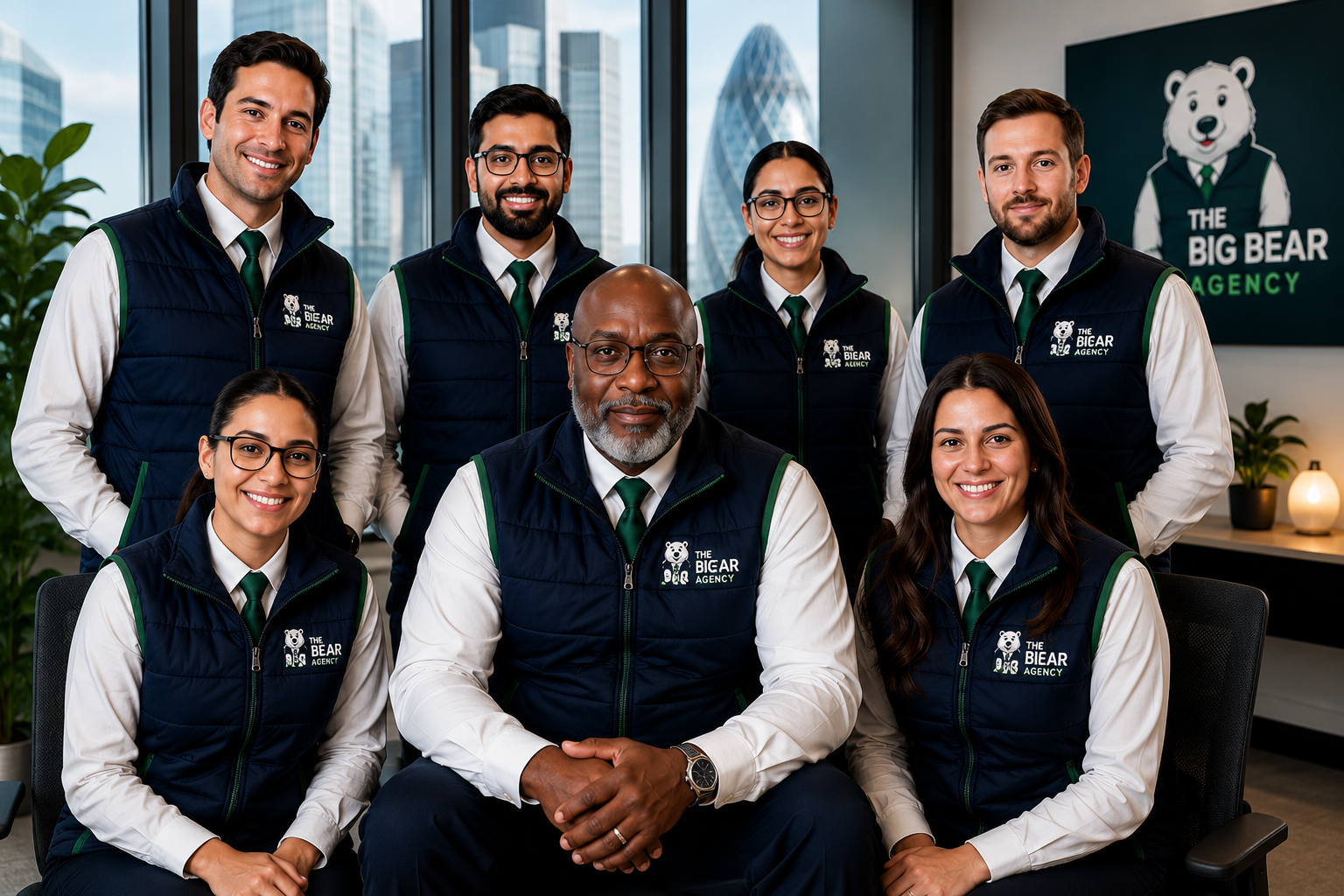 The Big Bear Agency team — founder George Wiafe with the Big Bear team