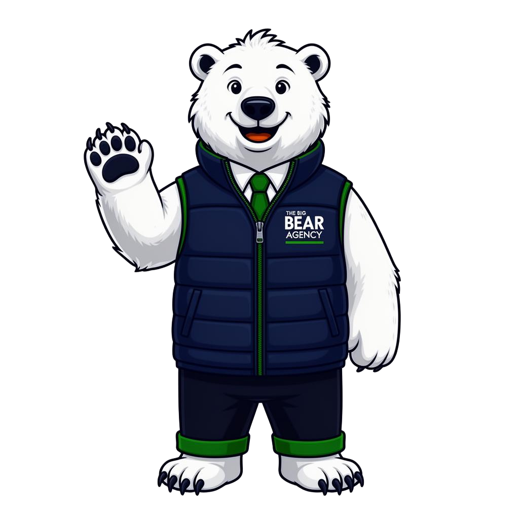 Big Bear, the friendly AI mascot of The Big Bear Agency